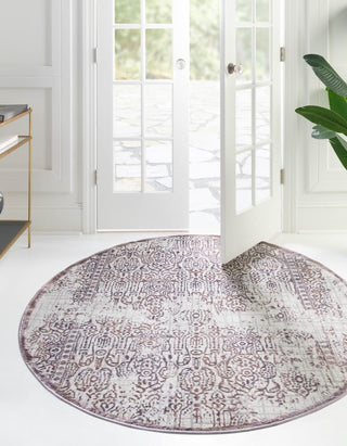 Unique Loom Aberdeen T-CHFD2 Violet Area Rug Round Lifestyle Image