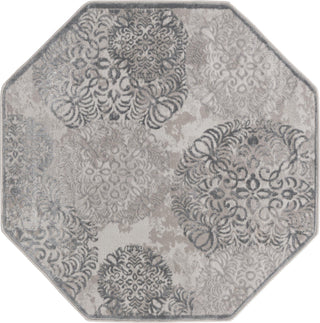 Unique Loom Aberdeen T-CHFD3 Gray Area Rug Octagon Top-down Image
