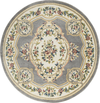 Nourison Aubusson ABS1 Grey Area Rug Round