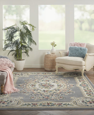 Nourison Aubusson ABS1 Grey Area Rug Room Scene Featured