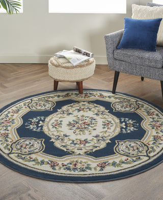 Nourison Aubusson ABS1 Navy Area Rug