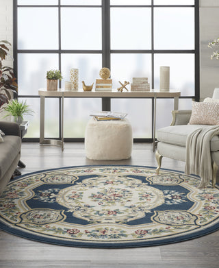 Nourison Aubusson ABS1 Navy Area Rug