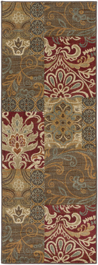 Surya Arabesque ABS-3025 Burgundy Machine Loomed Area Rug 2'7'' X 7'3'' Runner