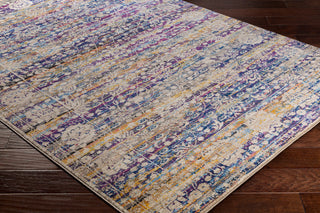 Surya Alchemy ACE-2308 Sky Blue Cream Bright Khaki Pink Violet Yellow Black Camel Area Rug Corner Image