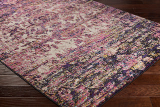 Surya Alchemy ACE-2313 Bright Pink Violet Cream Khaki Black Sky Blue Yellow Red Camel Area Rug Corner Image