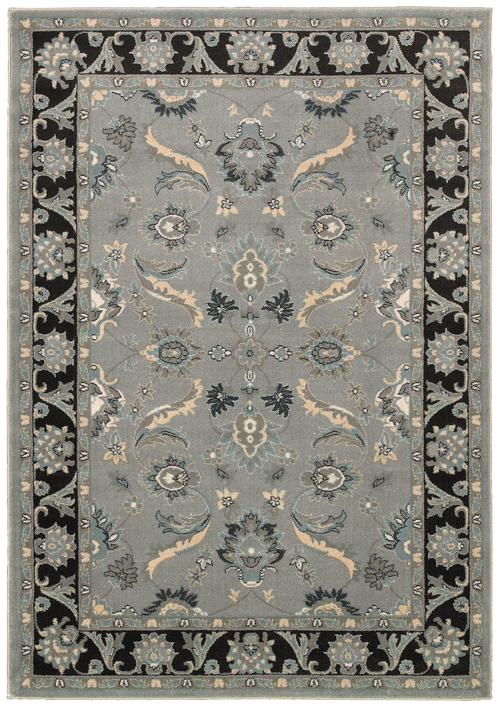 LR Resources Adana 80371 Gray/Black Machine Loomed Area Rug 1'10'' X 3'1''