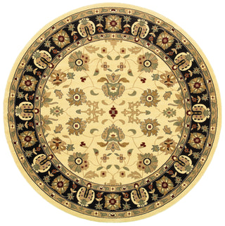 LR Resources Adana 80716 Cream/Black Machine Loomed Area Rug 9'1'' X 9' 1'' round