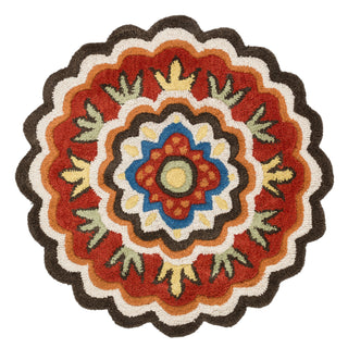 Loloi Azalea AZ-02 Dark Brown / Red Area Rug aerial 3 x 3 round