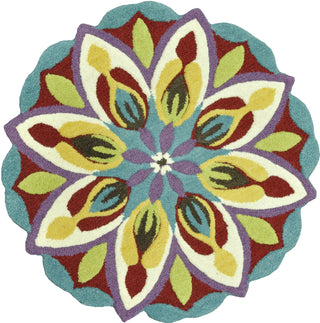 Loloi Gardenia HGA01 Teal / Ivory Area Rug aerial 3 x 3 round