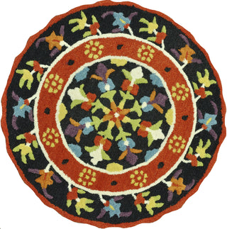 Loloi Gardenia HGA03 Black / Orange Area Rug aerial 3 x 3 round