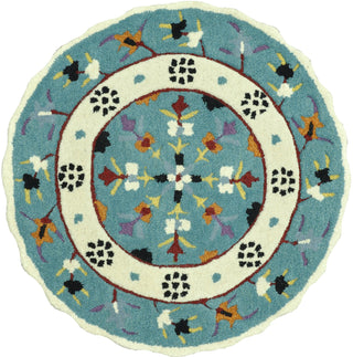 Loloi Gardenia HGA03 Teal / Ivory Area Rug aerial 3 x 3 round