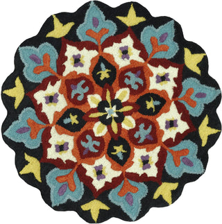 Loloi Gardenia HGA04 Black / Ivory Area Rug aerial 3 x 3 round