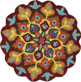 Loloi Gardenia HGA04 Red / Orange Area Rug aerial 3 x 3 round