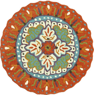 Loloi Gardenia HGA05 Orange / Ivory Area Rug aerial 3 x 3 round