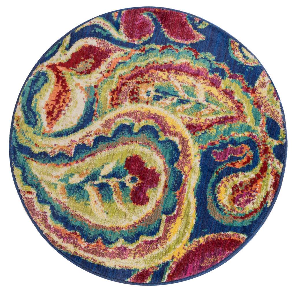 Loloi Isabelle HIS10 Blue / Multi Area Rug 3'0'' X 3'0'' Round