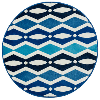 Loloi Juniper JN-03 Ivory / Blue Area Rug 3'3'' X 3'3'' Round
