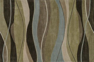 Loloi Grant GR-06 Olive / Brown Hand Tufted Area Rug aerial 5 x 7-6