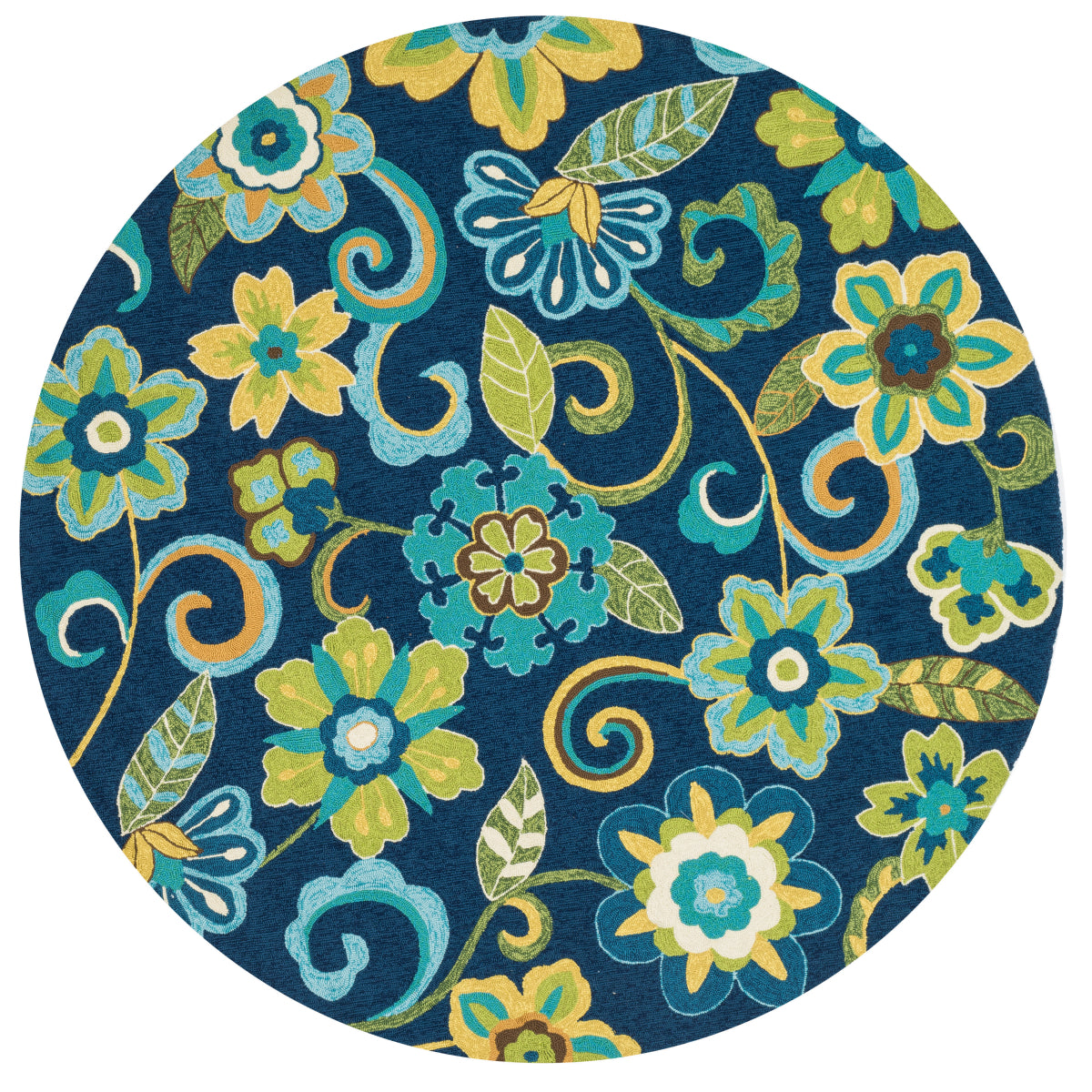 7'10 x 7'10 Round Area Rug Hooked in China Ventura Collection  Indoor/Outdoor 