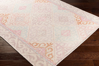 Surya Antigua AGA-1007 Blush Lilac Rose Sky Blue Burnt Orange Bright Pink Mauve Area Rug Corner Image