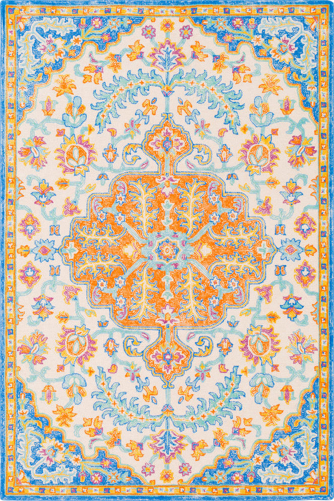 Surya Antigua AGA-1014 Bright Blue Mint Cream Saffron Orange Sky Purple Area Rug main image