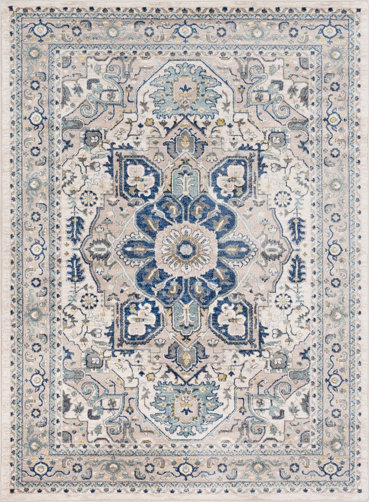 Surya Athens AHN-2309 Navy Sky Blue Charcoal Butter Ivory White Area Rug Mirror main image