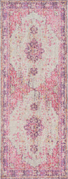 Surya Antioch AIC-2305 Bright Pink Light Gray Lavender Dark Purple Medium Yellow Saffron Area Rug Runner Image
