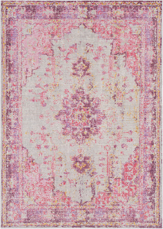 Surya Antioch AIC-2305 Bright Pink Light Gray Lavender Dark Purple Medium Yellow Saffron Area Rug main image