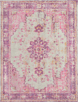 Surya Antioch AIC-2305 Bright Pink Light Gray Lavender Dark Purple Medium Yellow Saffron Area Rug Main Image 8 X 10