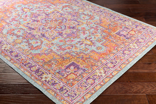 Surya Antioch AIC-2317 Lavender Dark Purple Sea Foam Saffron Bright Yellow White Garnet Area Rug Corner Image
