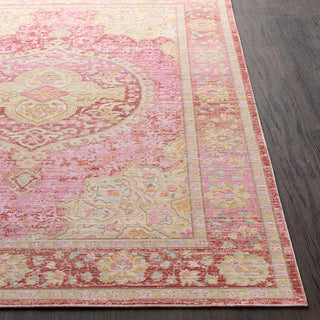 Surya Antioch AIC-2325 Bright Pink Yellow White Garnet Saffron Sea Foam Medium Gray Camel Area Rug Detail Image