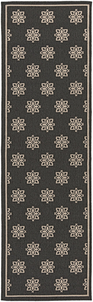 Surya Alfresco ALF-9608 Black Area Rug 2'3'' X 7'9'' Runner