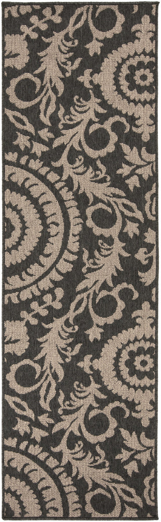 Surya Alfresco ALF-9615 Black Area Rug 2'3'' x 7'9'' Runner