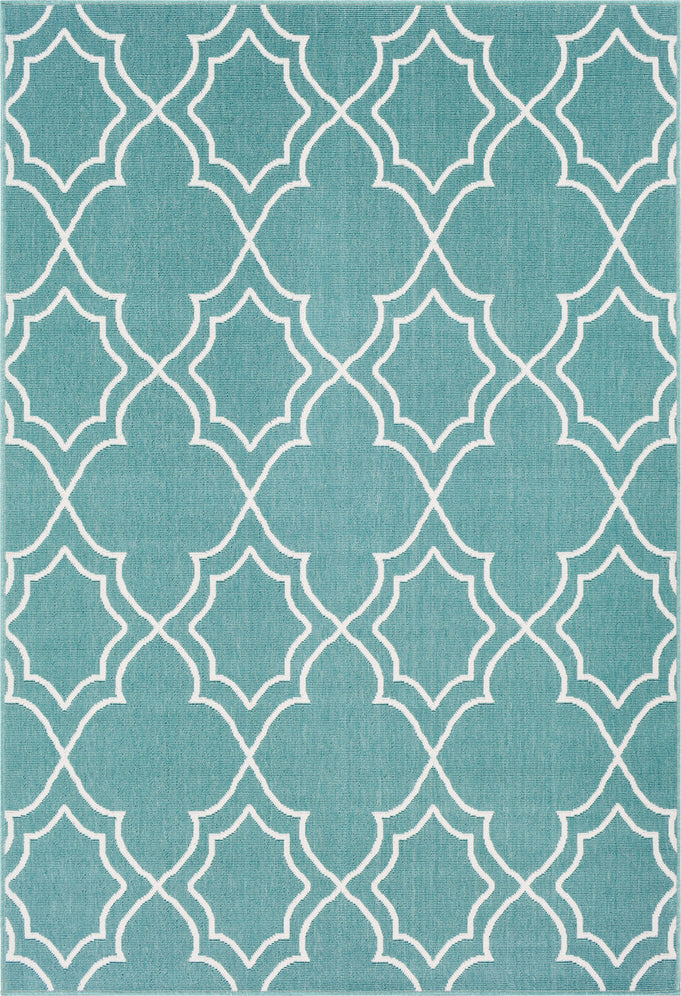 Surya Alfresco ALF-9653 Teal White Area Rug Main Image 5'3"x7'6"