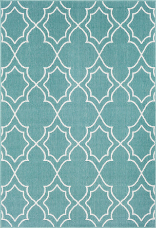 Surya Alfresco ALF-9653 Teal White Area Rug Main Image 5'3"x7'6"