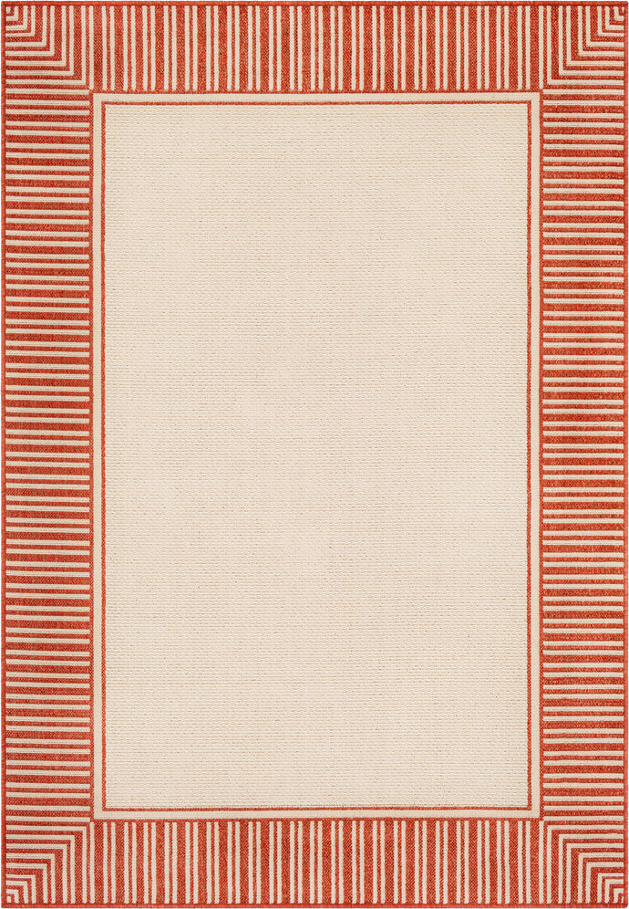 Surya Alfresco ALF-9683 Burnt Orange Cream Area Rug Main Image 5'3"x7'6"