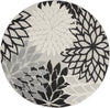 Nourison Aloha ALH05 Black White Area Rug Round