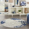 Nourison Aloha ALH05 Ivory/Navy Area Rug Round In Room Scene 
