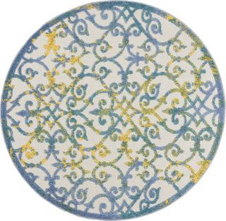 Nourison Aloha ALH21 Ivory Blue Area Rug Round