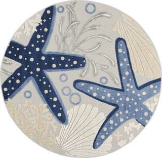 Nourison Aloha ALH24 Blue/Grey Area Rug Round