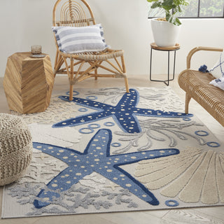 Nourison Aloha ALH24 Blue/Grey Area Rug Room Scene Featured