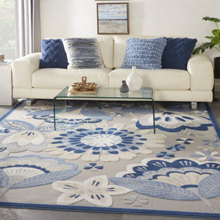 Nourison Aloha ALH25 Blue/Grey Area Rug Room Scene Featured