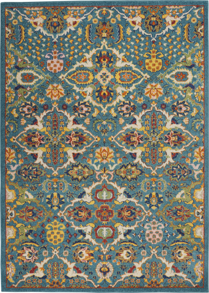 Nourison Allur ALR03 Turquoise Ivory Area Rug
