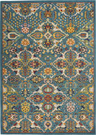 Nourison Allur ALR03 Turquoise Ivory Area Rug