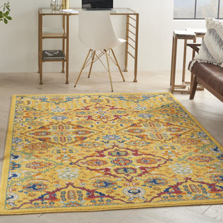 Nourison Allur ALR03 Yellow Multicolor Area Rug Room Scene Feature