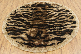 Chandra Amazon AMA-5603 Tan/Gold/Brown/Black Area Rug Round