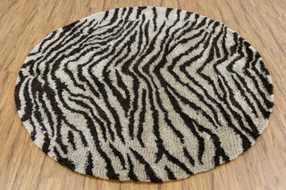 Chandra Amazon AMA-5604 White/Brown/Black Area Rug Round