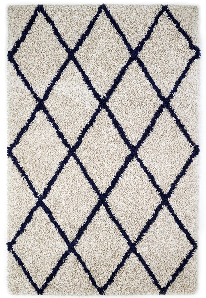 JazzyFloors Silky Shag 0658 Ivory/Navy Area Rug main image