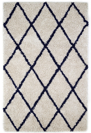JazzyFloors Silky Shag 0658 Ivory/Navy Area Rug main image
