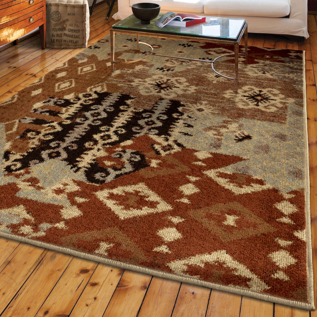 Orian Rugs American Heritage Kilim Patches Multi Area Rug Lifestyle Image Feature