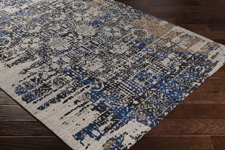 Surya Amsterdam AMS-1015 Navy Charcoal Camel Ivory Denim Area Rug Mirror Corner Image